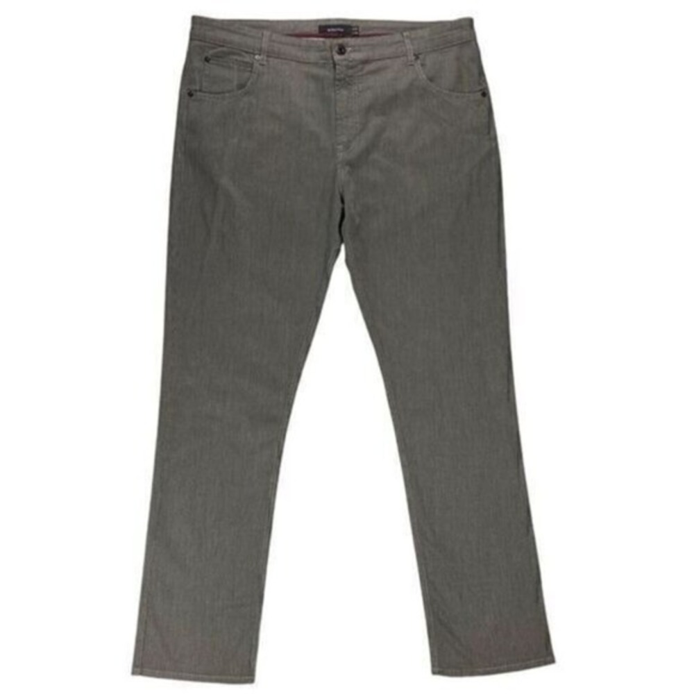 Bugatchi‎ Uomo Pants Mens 40x34 Gray Striped Relaxed Fit Flat Front Straight Leg